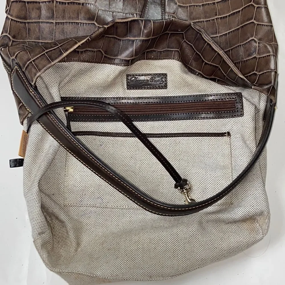 Dooney & Bourke Brown Florentine Croc Embossed Leather  Logo Lock Shoulder Bag